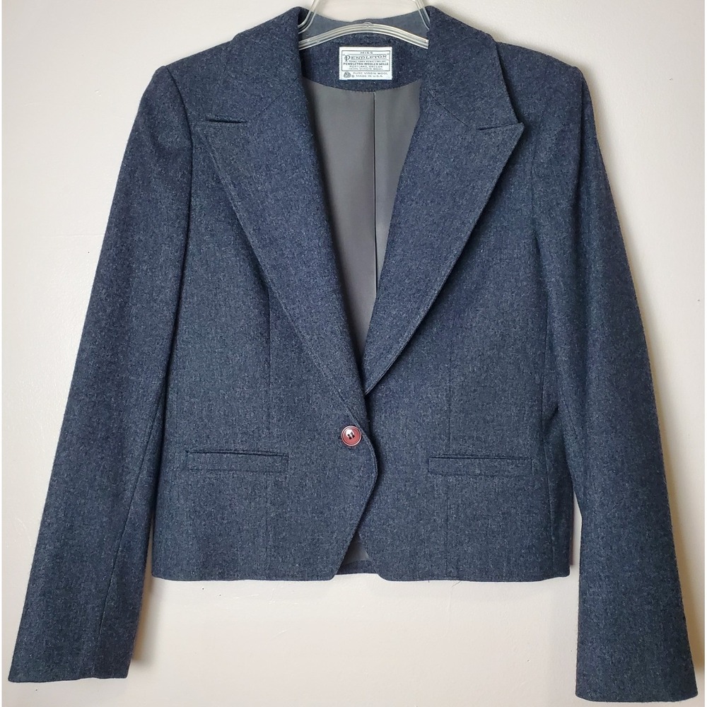 Vintage‎ Miss Pendleton Woolen Mills Pure Virgin Wool Gray Blazer Jacket Women's
